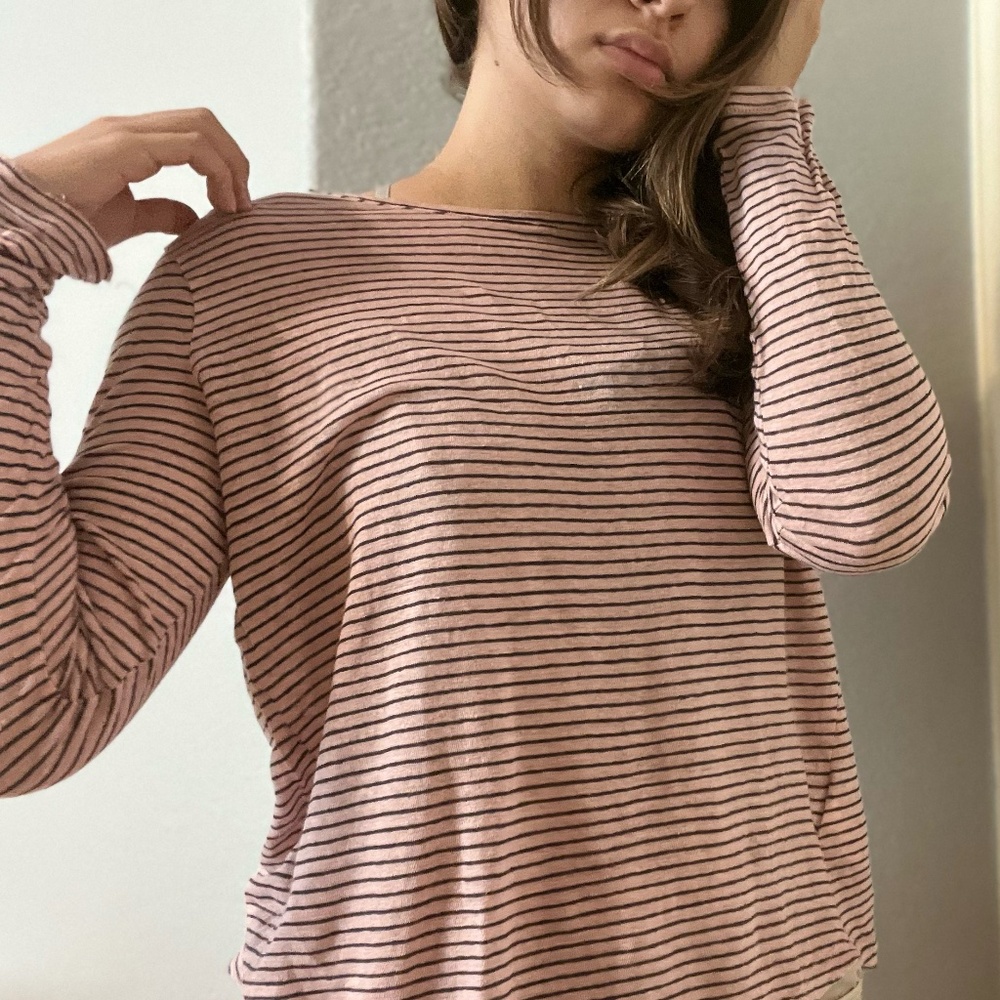 GAP Pink Striped Long Sleeve Shirt